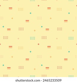 Seamless pattern geometric shapes for child cloth. Different size elements for childish fabric.