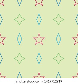 Seamless pattern of geometric shapes. Childhood pattern with simple geometric shapes. Background of the figures.