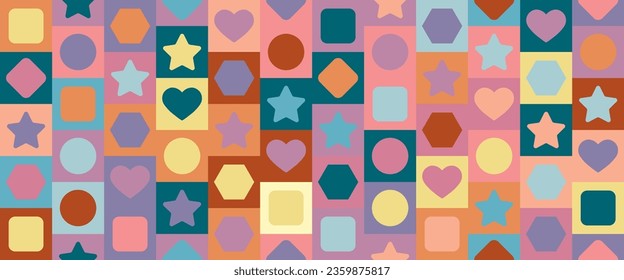 Patrón de formas geométricas sin foco. Plantilla de color para el diseño creativo, cubiertas, carteles, pancartas, ropa, interiores, papel pintado e ideas de diseño