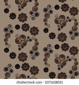 Seamless pattern of geometric shapes. Seamless colorful floral pattern flowers in abstract style. Seamless pattern with figures. Repetitive vector pattern. Free layout. Multicolor textile design.