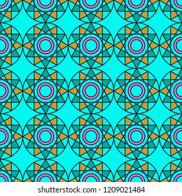 Seamless pattern with geometric shapes, colorful illustration