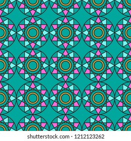 Seamless pattern with geometric shapes , colorful illustration