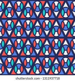 Seamless pattern with geometric shapes, colorful illustration, eps10. Clipping mask applied.