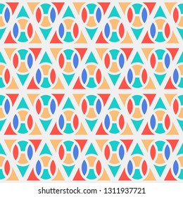 Seamless pattern with geometric shapes, colorful illustration, eps10. Clipping mask applied.