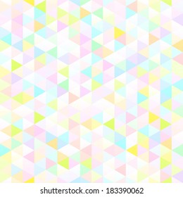 Seamless pattern of geometric shapes. Colorful mosaic banner. Geometric hipster retro background with place for your text. Retro triangle background. Abstract geometric colorful triangles design.