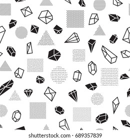 Seamless pattern with geometric shapes. Decorative background with black design elements. Vector illustration