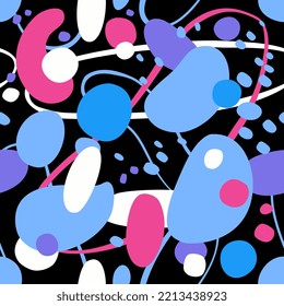 Seamless pattern of geometric shapes and doodles. Abstract background. Modern poster design.