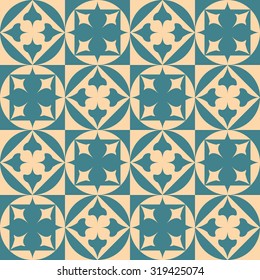 Seamless pattern of geometric shapes and flowers. Circles and squares. Geometric background. Copy that square to the side, the resulting image can be repeated, or tiled, without visible seams.