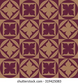 Seamless pattern of geometric shapes and flowers. Circles and squares. Geometric background. Copy that square to the side, the resulting image can be repeated, or tiled, without visible seams.
