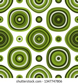 Seamless pattern geometric shapes of green hues on transparent background. Vector image. Eps 8