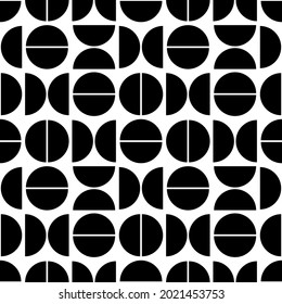 Seamless pattern with geometric shapes. Green semicircle on a white background