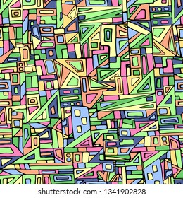Seamless pattern from geometric shapes. Hand draw vector illustration 