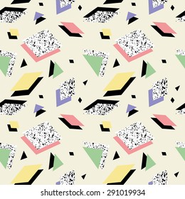 Seamless pattern with geometric shapes and ink splashes 2