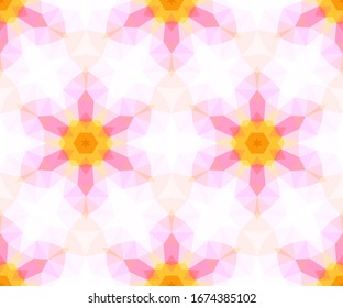 Seamless pattern of geometric shapes in a kaleidoscope style. Stock vector illustration.