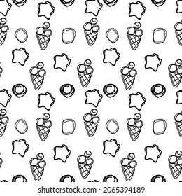 seamless pattern of geometric shapes. Line-style shapes. Black and white print for fabric.vector. christmas print. gift.ice cream