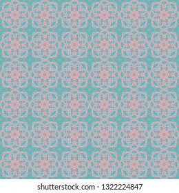 Seamless pattern geometric shapes mandala flowers vector background