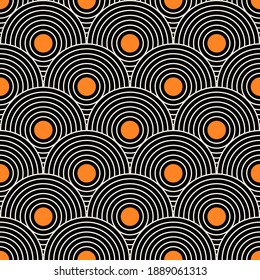 Seamless pattern with geometric shapes. Mid century art print. Vector illustration. Abstract background