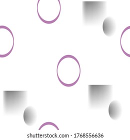 Seamless pattern of geometric shapes on a white background. Volumetric elements for textiles