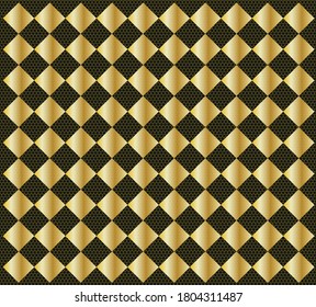 Seamless pattern of geometric shapes on background cell. Gold metal  background design, vector illustration