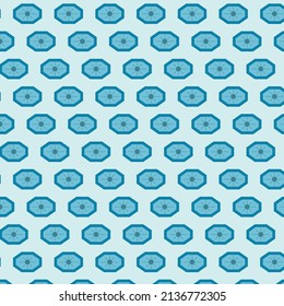 
A seamless pattern of geometric shapes on a blue background.