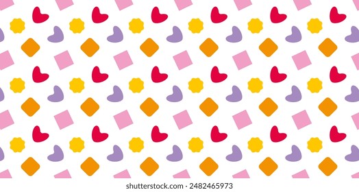 Seamless pattern with geometric shapes on white background. Design cover, fabric, linen, background, website. Vector illustration 