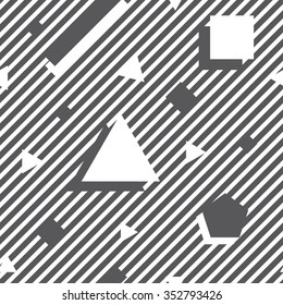 Seamless pattern with geometric shapes on striped background 1