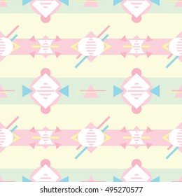 Seamless pattern with geometric shapes on yellow background