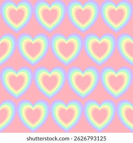 Seamless pattern, geometric shapes, pastel rainbow tones, welcome pride month, minimalist rainbow plaid pattern