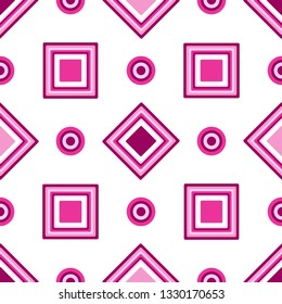 Seamless pattern of geometric shapes of pink hues on a transparent background. Vector image. Eps 8