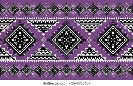 padrão sem costura com formas geométricas design de fundo roxo para tapete, cortina, roupas, tecido, papel de embrulho, telhas, têxteis, batik, textura e wallpaper.Vetor fundo.