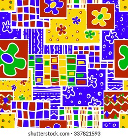 
seamless pattern of geometric shapes red blue and green
