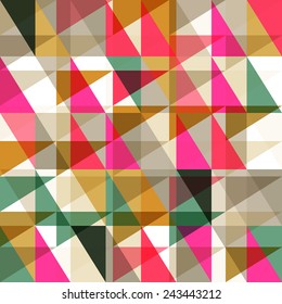 Seamless pattern of geometric shapes. Geometric retro background. Triangle background.