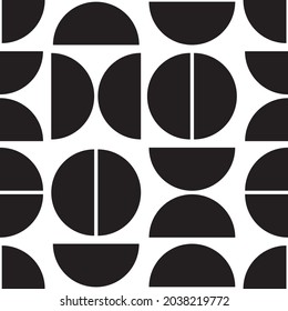 Seamless Pattern With Geometric Shapes. Semicircle On A White Background