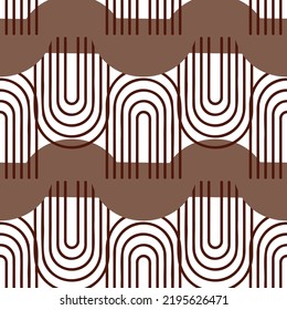 seamless pattern of geometric shapes semicircles arches rainbow in autumn colors