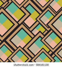 Seamless pattern of geometric shapes. Squares, rhombuses. Geometric background.