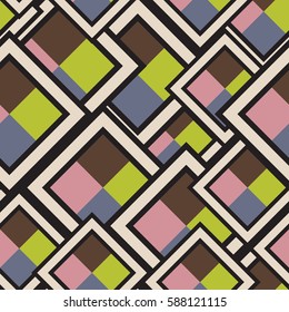 Seamless pattern of geometric shapes. Squares, rhombuses. Geometric background.