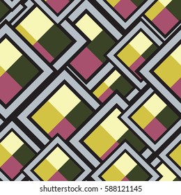 Seamless pattern of geometric shapes. Squares, rhombuses. Geometric background.