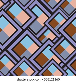 Seamless pattern of geometric shapes. Squares, rhombuses. Geometric background.