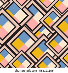 Seamless pattern of geometric shapes. Squares, rhombuses. Geometric background.