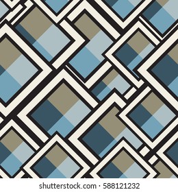 Seamless pattern of geometric shapes. Squares, rhombuses. Geometric background.