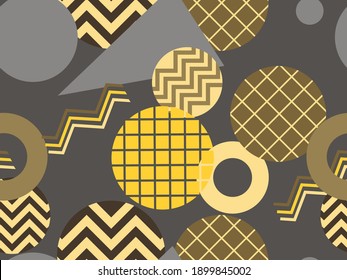 Seamless pattern with geometric shapes in the style of the 80s. Trendy retro background for printing on paper, advertising materials and fabric. Vector illustration