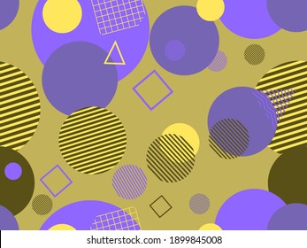 Seamless pattern with geometric shapes in the style of the 80s. Trendy retro background for printing on paper, advertising materials and fabric. Vector illustration
