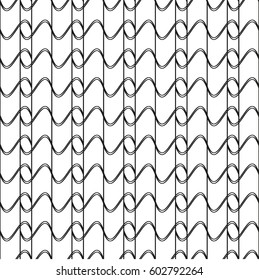 
Seamless pattern with geometric shapes and symbols.  Horizontal lines on a white background.  Vector texture or background pattern.