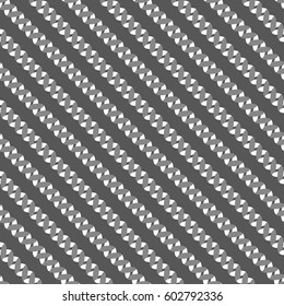 
Seamless pattern with geometric shapes and symbols. Diagonal intertwining curved lines.  Vector texture or background pattern.