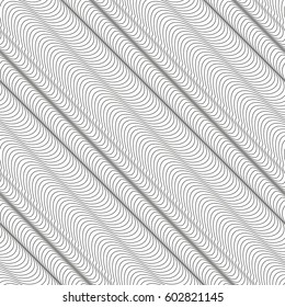 Seamless pattern with geometric shapes and symbols. Abstraction, diagonal curved lines on a light  background.  Vector texture or background pattern.
