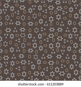 Seamless pattern with geometric shapes and symbols.  Vector texture or background pattern. 