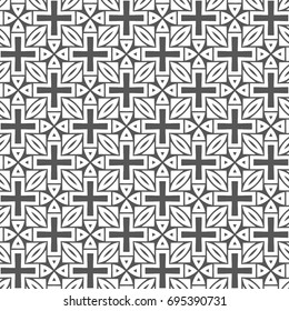 Seamless pattern with geometric shapes and symbols. Vector texture or background pattern.
