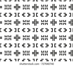 Seamless pattern with geometric shapes and symbols. Vector texture or background pattern.