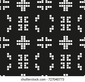 Seamless pattern with geometric shapes and symbols. Vector texture or background pattern.