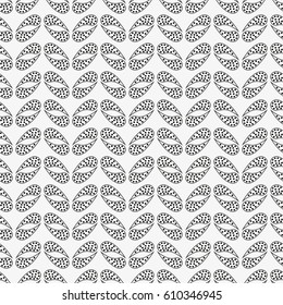Seamless pattern with geometric shapes and symbols.Ovals with patterns on a white background.  Vector texture or background pattern.